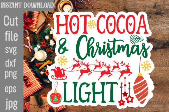 Hot Cocoa Christmas Light SVG Cut File for Graphics and Crafts
